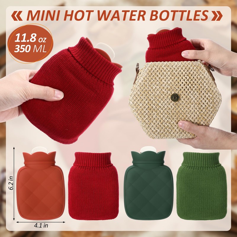 VIHOSE 2 Pcs Small Hot Water Bottle Bag 350ml for