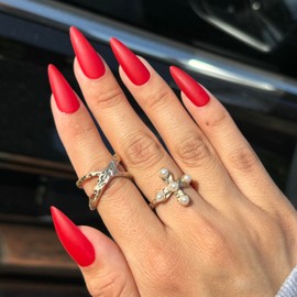 RED SOLE Press-On Nails by Lavaa Beauty | Long Stiletto | Red Matte Stiletto Nails