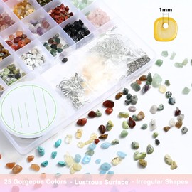Naler 1300 Cuentas de Piedras para Hacer Pulseras y Collares Kit para Hacer Manualidades Regalo para Niñas Mujer (25 Coloes)