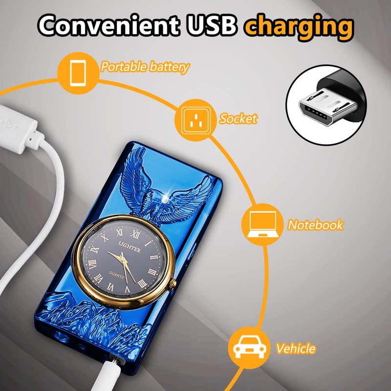 RSBYE Watch Electric Dual Arc Plasma Lighter, USB Rechargeable With