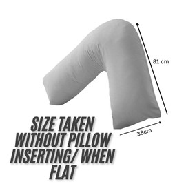 Urban Groove V Shaped Pillowcase Cover Plain Polycotton Back & Neck Support Orthopaedic/Pregnancy/Nursing Pillowcase Cover - V Pillow case cover only (Envelope Closure) (Gray)