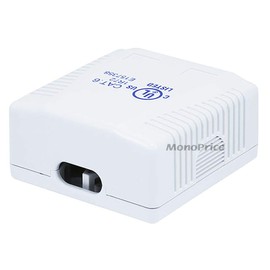 Monoprice Cat6 RJ45 Surface Mount Box - UL Listed, 2-Port, Dual IDC, 110D or Krone Type, 50u, TAA, No Logo, White