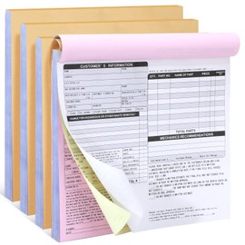 PerKoop 200 Sets Auto Repair Order Forms 3 Part Carbonless Forms with White, Yellow, and Pink Auto Repair Invoices Receipt Book for Automotive Business Supplies, 8.5 x 7 Inch