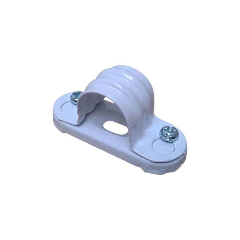 25mm Steel Spacer Bar Saddle for PVC Conduit – White