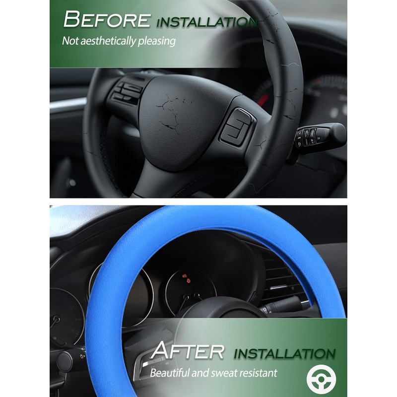 LRITER Car Steering Wheel Cover, Non-Slip Silicone Material, Multiple Color