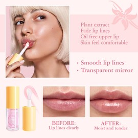 MLSMILE Hydrating Lip Oil - No-Sticky Gloss Lip Balm Lip Care 4-Extract Lip Oil Set for Long Lasting Moisturizing & Nourishment for Dry Lips(Vanilla, Peach, Grapefruit, Mint)