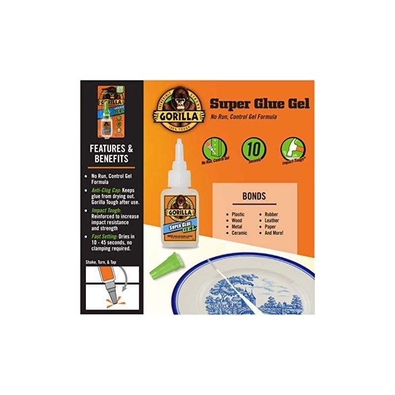 Gorilla Super Glue Gel, 20 gramos, 1 paquete
