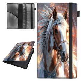 Car Registration and Insurance Holder,Leather Vehicle Glove Box Organizer Wallet for Document, for any Car,Truck,Motorcycle,Driver License,Trailer or Boat,Men & Women,Brown White Appaloosa Horse