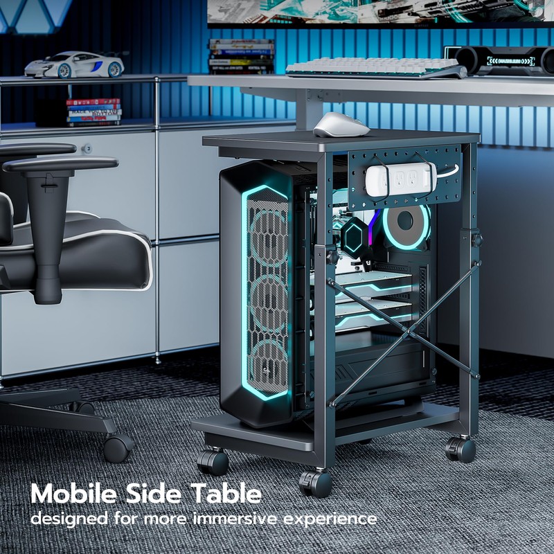 ARES WING Height Adjustable Computer Tower Stand, 2-Tier PC Tower