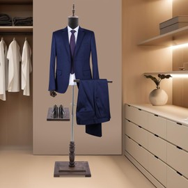 LyeXD Male Mannequin Torso Dress Form Mannequin Body with Stand & Wood Arm, Men's Suit Display Stand Clothing Display w/ Shoe Rack, Adjustable Height Torso Body for Market Shop (Black Gray, 26.4" H)