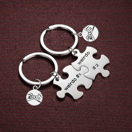 Nfyxcaz 2PCS Friendship Puzzle Keychain Couple Keyring For Women Weirdo 1 Weirdo 2 Keyring For Boyfriend Girlfriend Friends Graduation Gifts Birthday Gifts Valentine's Day present (Weirdo1Weirdo 2)