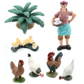 ieron 7PCS Realistic Chick Figurines Set, Plastic Chick Figures Farm Animals, Birthday