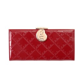 Clelia CL-15610 Women's Long Wallet with Clasp, Enamel, Flap, Large Capacity, luce Series