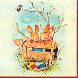 Home Fashion Lunch Napkin Bunny Friends 33X33 cm, Multi-Color, One Size