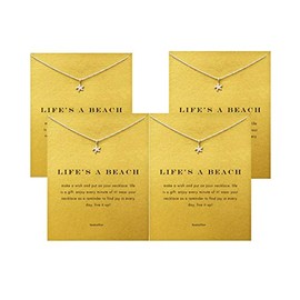 Hundred River Collar de trébol de la amistad, collar de elefante de la buena suerte, con tarjeta de mensaje, tarjeta de regalo (4 unidades), Metal