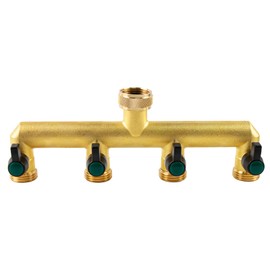 Tesmotor 4 Way Brass Tap Splitter, 3/4 Inch 4 Way Hose Tap Splitter with 4 Individual Valves for Garden Kitchen Faucet