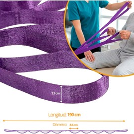 Hirola 1 Pieza Correa de Estiramiento para Yoga con 10 Bucles, Banda de Terapia Física y Flexibilidad para Rehabilitación, Pilates y Entrenamiento en Casa, Material Resistente no Elástico, Negro
