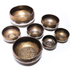 Egurs Singing Bowl Handmade Tibetan Brass Singing Bowl Brahma Bowl for Buddhist Meditation Yoga, 8.5cm