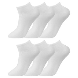 COSHAL® 6 Trainer Socks for Boys Girls school socks children Low Cut Sports Running Socks Boys Girls School Multipack Casual Socks Size 4-6 White