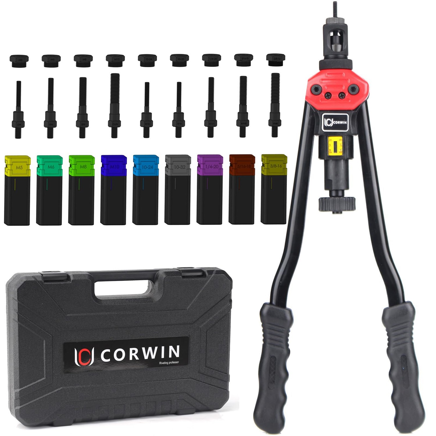 CORWIN Extra Long Mandrel Rivet Nut Tool Kit 1002 16-Inch Rivnut Gun ...