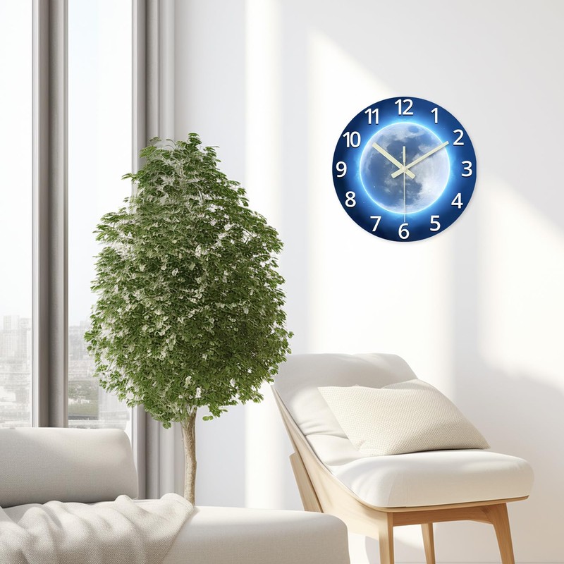 Constantplanet Blue Glow in The Dark Wall Clock for Kids