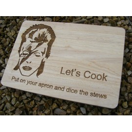 David Bowie Gift IDEA Wood Chopping Cutting Cheese Board Place MAT Wooden Kitchen House Cooking Baking Birthday Present (Premium Hardwood 30x20x1.5 cm)
