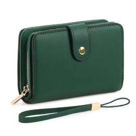 GAEKEAO Small Wallet for Women RFID Blocking Leather Wristlet Purse Bifold Ladies Wallet Credit Card Case with ID Window