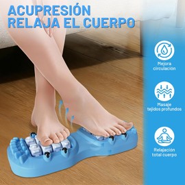 Rodillo Masaje de Pies Doble Portátil, Masajeador de Pies con 3 Técnicas, Reflexología y Presión Puntos Acupresión, Aliviar Fascitis Plantar y Fatiga del Pie, Ideal para Hogar y Oficina (Azul)