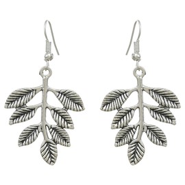 Silver Leaf Dangle Earrings – Nature-Inspired Bohemian Drop Earrings