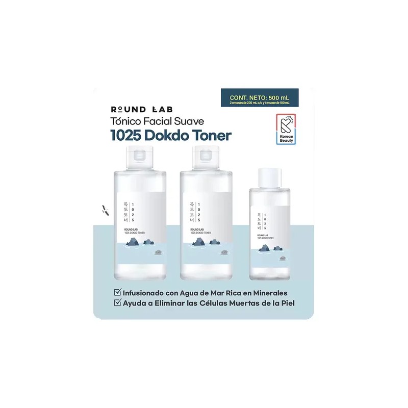 Round Lab 1025 Dokdo Limpiador Facial Coreano Kit 3pz