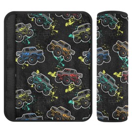 Cute Cars Truck Black Car Seat Belt Covers for Kids 2 Pack Toddler Seat Belt Pad for Girls Boys Soft Shoulder Pads Strap Cushion for Babys, Seat Shoulder Protector for Vehicle