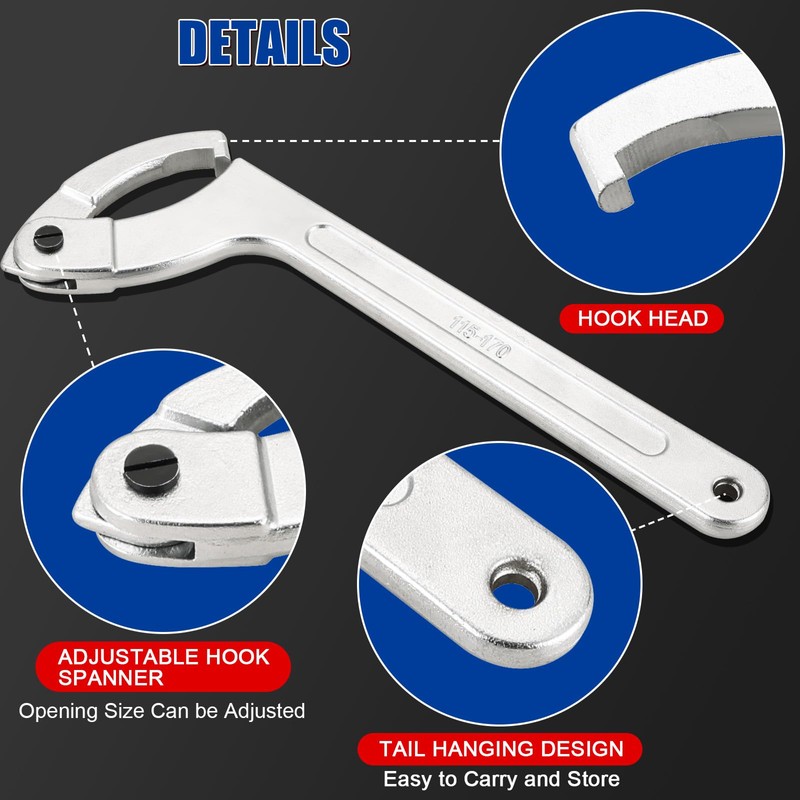 NYXOVA 9pcs Adjustable Pin Spanner Wrench Tool Set, C Pin