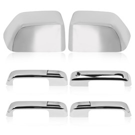 Gaogsiy Fits F250 17-22 Tow Mirror Cover Caps Top Half Left & Right +Door Handle Covers, fits F-250 F-350 F-450 F-550 2017-2022, Silver Chrome Plated