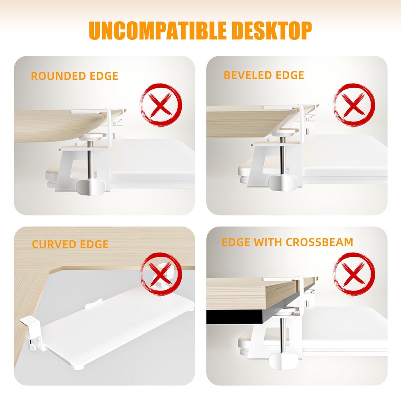 Keyboard Tray Under Desk, Pull Out Keyboard Tray with C