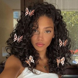 DEEKA 12 PCS Moving Butterfly Clips 3D Metal Gold Moving Wings Butterfly Hair Accessories 90s Hair Clips Barrette for Women and Girls -Rose Gold