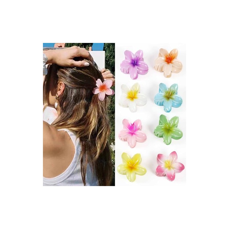 Kavya Kunststoff Blumen Haarklammer Groß 8 Stück, Blumen Spange Bunt