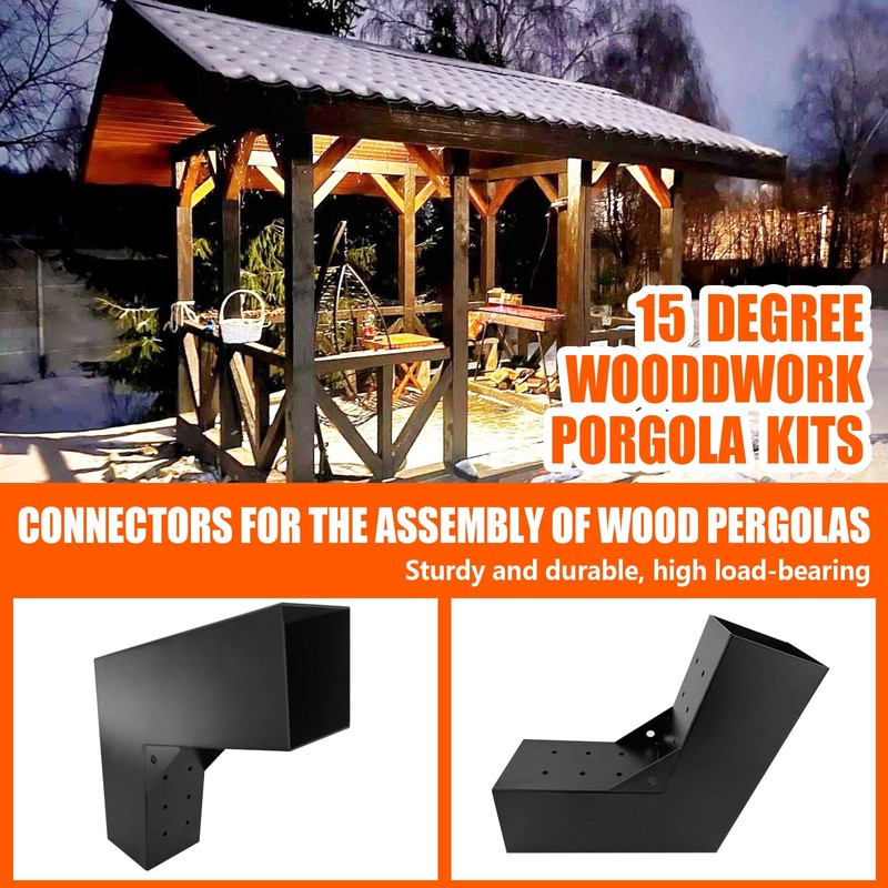 ITeVe.GD 30-Degree Angle Pergola DIY Bracket Kits,2-Way L-Shaped Woodwork Brackets