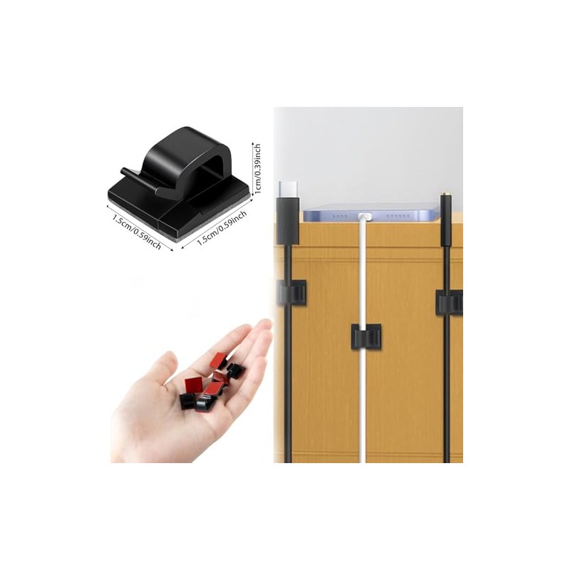 Lumbor37 Clips Organizador de Cables Autoadhesivo, 50 Piezas Clips Adhesivos