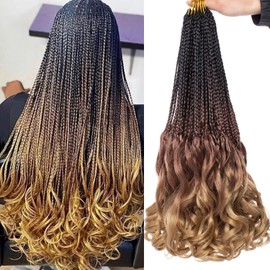 Mscat 9 Packs French Curl Crochet Braids 24 Inch Pre Looped Bohemian Goddess Box Braids Crochet Hair Synthetic French Curly Braiding Hair for Women 1B3027#