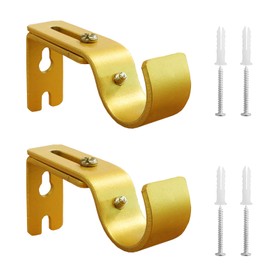 Kowibcl - 2 soportes de barra de cortina ajustables, se adapta a barras de 7/8 pulgadas o 1 pulgada, soporte de pared extensible, dorado