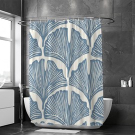 ZHIMI ZHIMI Bathroom Shower Curtains Modern Art Ginkgo Biloba Leaf Blue Beige Quick-Drying Waterproof Washable Fabric Shower Curtain with 12 Hooks for Shower Room Farmhouse Spa Hotel Decor 60x72in