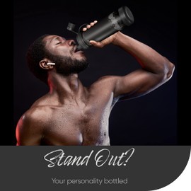 Millenti Sports Water Bottle Chug-Cap - 26oz Vacuum Insulated, Stainless Steel, Double Walled, Flask Bottles, Serenity Black, WB0626B