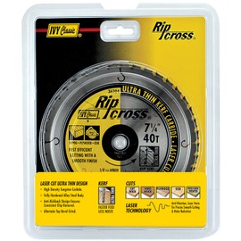 IVY Classic 36204 Ripcross 7-1/4" 40 Tooth Ultra Thin Kerf Carbide Circular Saw Blade with 5/8" Diamond Arbor, 1/Card
