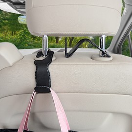 DPKIKO 4 PCS Leather Car Purse Hooks,Car Holder for Purse and Bags, Back Seat Headrest Hooks Holder for Purse Coats Umbrellas Grocery Bags Handbag Black