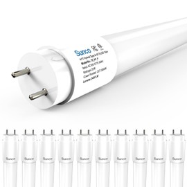 Sunco 10 Pack T8 LED Tubes 4FT Replacement for Fluorescent Bypass Ballast Plug & Play 20W 2400 LM 5000K Daylight Compatible Single Ended or Double Ended Hybrid Type A+B Frosted Lens ETL