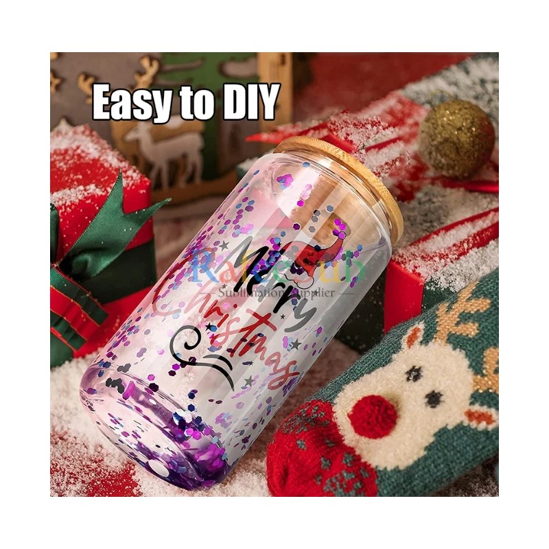 25pcs 16OZ 20OZ Double Wall Snow Globe Glass Sublimation Tumbler