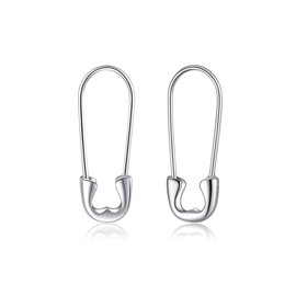 Reffeer 925 Sterling Silver Safety Pin Earrings Hoop for Women Teens Paperclip Earrings Hoop Pin Cartilage Earrings (A-Silver-2cm)