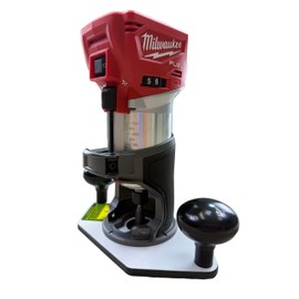 Woodhaven 8371 Trim/Compact/Palm Router Baseplate w/ 2" Bit Hole for Milwaukee M18 Fuel compact routers, Durable Solid White Phenolic, w/Hardware Made in the USA