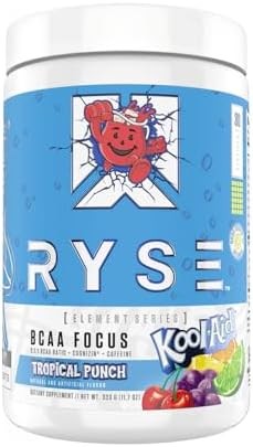 Ryse Element Series BCAA Focus, Hidratacion, enfoque, con BCAAs, Cafeina,  Electrolitos,30 porciones (Kool Aid Punche Tropical)
