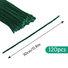 kdafio 120 Pieces Pipe Chenille Stems, Dark Green Chenille Stems Pipe Cleaners Pipe Cleaners DIY Projects Creative Crafts for Beginner St. Patrick's Day Decorations (5mm x 12inch)